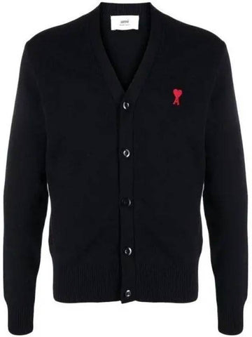 Red small heart cardigan black - AMI - BALAAN 1