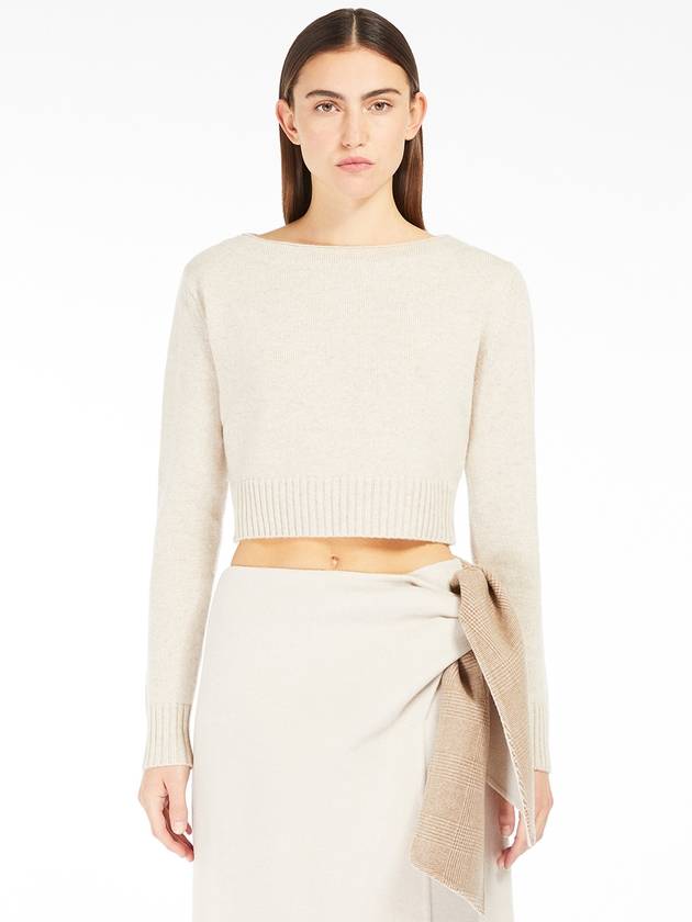 Angry Wool Cashmere Crop Knit Top Beige - MAX MARA - BALAAN 4