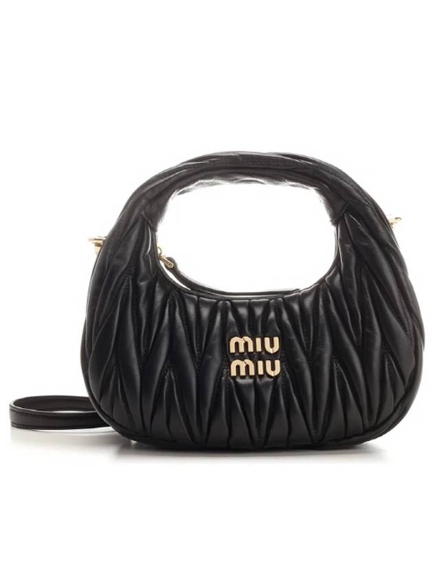 Wander Matelasse Nappa Leather Hobo Mini Bag Black - MIU MIU - BALAAN 2