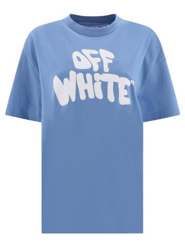 Logo Print Short Sleeve T-Shirt Light Blue - OFF WHITE - BALAAN 1