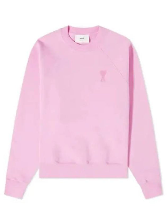 Heart Logo Cotton Sweatshirt Candy Pink - AMI - BALAAN.