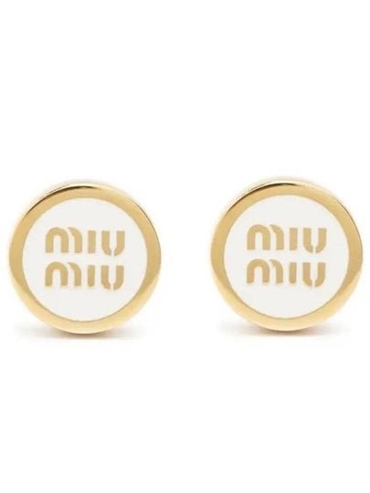 Enameled Metal Earrings White - MIU MIU - BALAAN 2