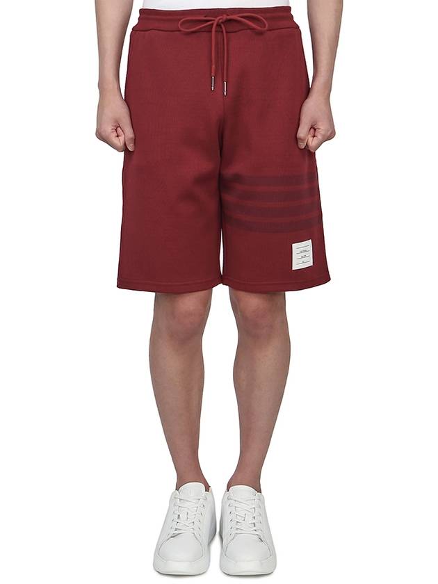 Men's Double Face 4 Bar Knit Sweatshorts Dark Red - THOM BROWNE - BALAAN.