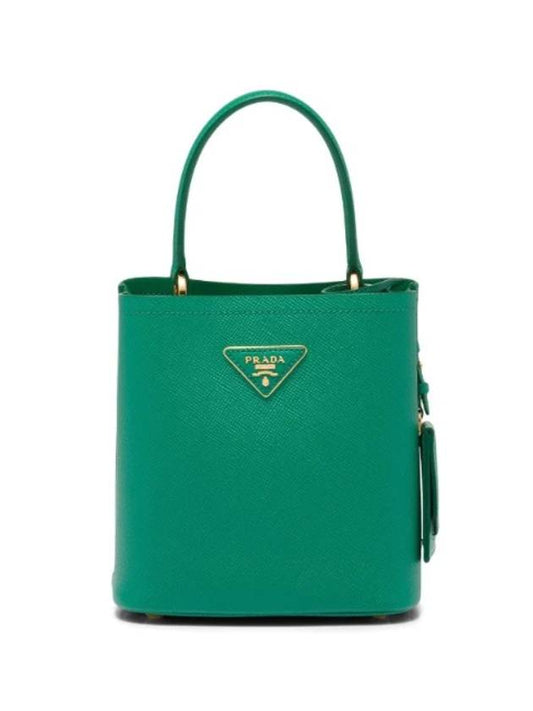 Panier Saffiano Leather Small Tote Bag Green - PRADA - BALAAN 1