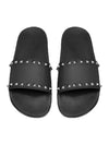 Rockstud Sandals Slippers Black - VALENTINO - BALAAN.