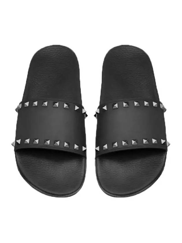 Rockstud Sandals Slippers Black - VALENTINO - BALAAN 5