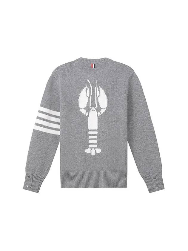 Women s Tricolor Striped Lobster Icon Long Sleeve Knit Top Light Gray - THOM BROWNE - BALAAN 3