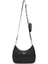 Triangle Logo Re-nylon Paddde Hobo Cross Bag Black - PRADA - BALAAN 4