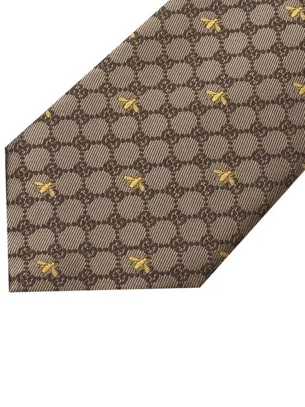 Interlocking GG Pattern Bee Print Tie Beigle - GUCCI - BALAAN 4