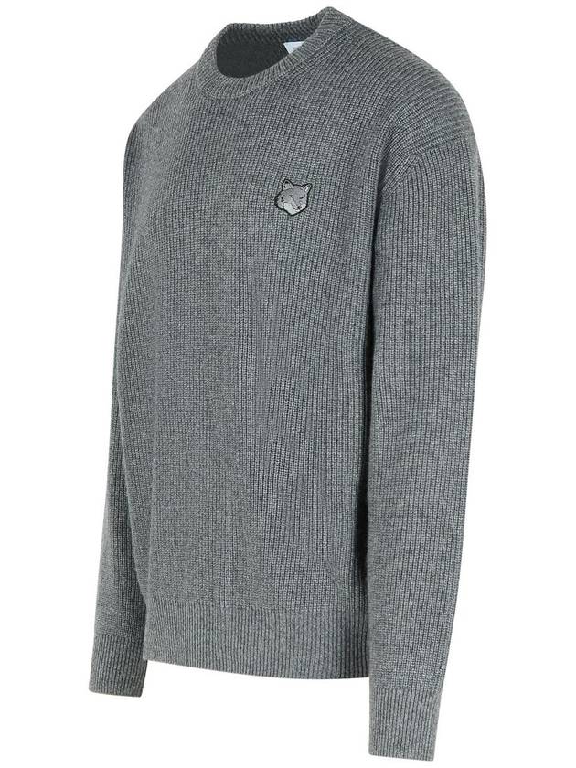 Bold Fox Head Patch Comfort Ribbed Knit Top Grey Melange - MAISON KITSUNE - BALAAN 3