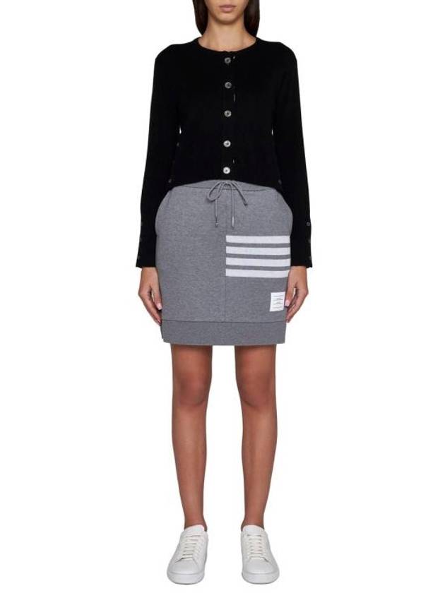 Crew Neck Cashmere Crop Cardigan Black - THOM BROWNE - BALAAN 3