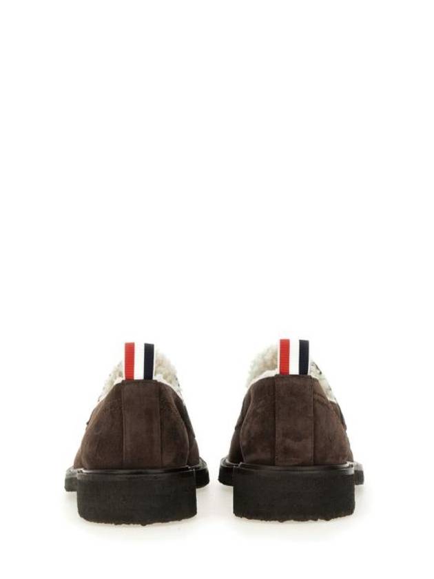 Shearling Lining Suede Penny Loafers Brown - THOM BROWNE - BALAAN 5