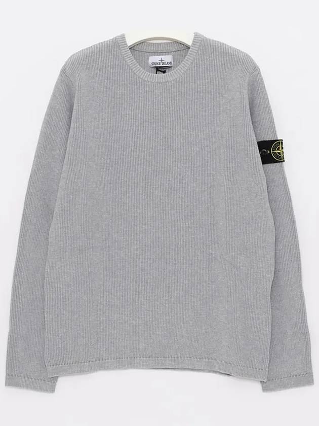 Wappen Patch Crew Neck Knit Top Grey - STONE ISLAND - BALAAN 2