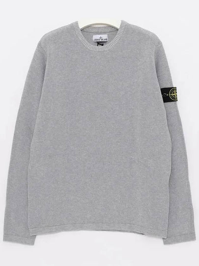 Wappen Patch Crew Neck Knit Top Grey - STONE ISLAND - BALAAN 2