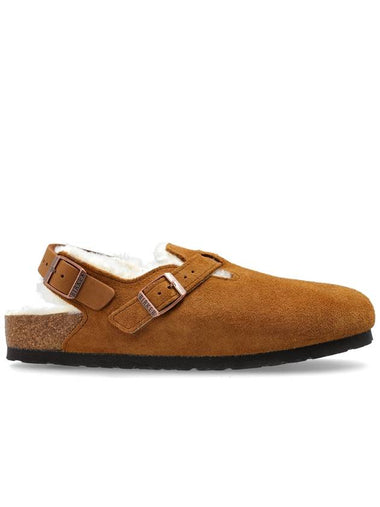 Tokio Shearling Suede Sandals Brown - BIRKENSTOCK - BALAAN 1