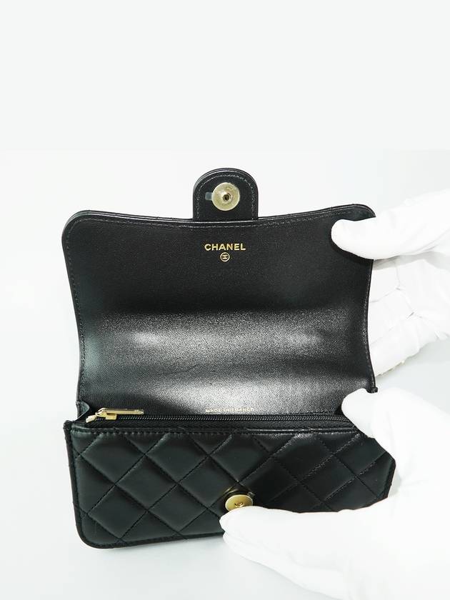 French origin top handle mini flap bag tote shoulder cross phone holder women s gold lambskin black AP3226 - CHANEL - BALAAN 7