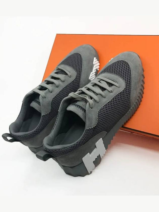 Bouncing Graphic Mesh Suede Low Top Sneakers Gris Brume - HERMES - BALAAN 2