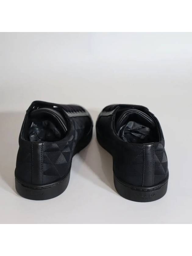 Triangle Logo Leather Re-Nylon Low Top Sneakers Black - PRADA - BALAAN 10