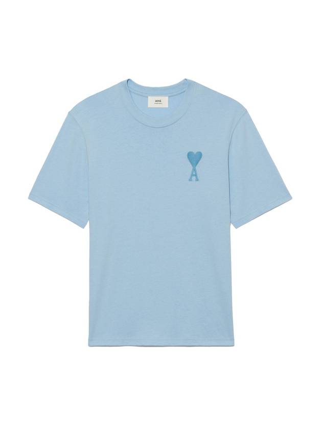 Big heart logo oversized short sleeve t shirt sky blue - AMI - BALAAN 1