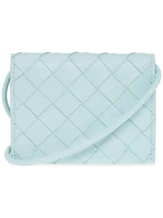 Intrecciato Strap Card Wallet Light Blue - BOTTEGA VENETA - BALAAN 1