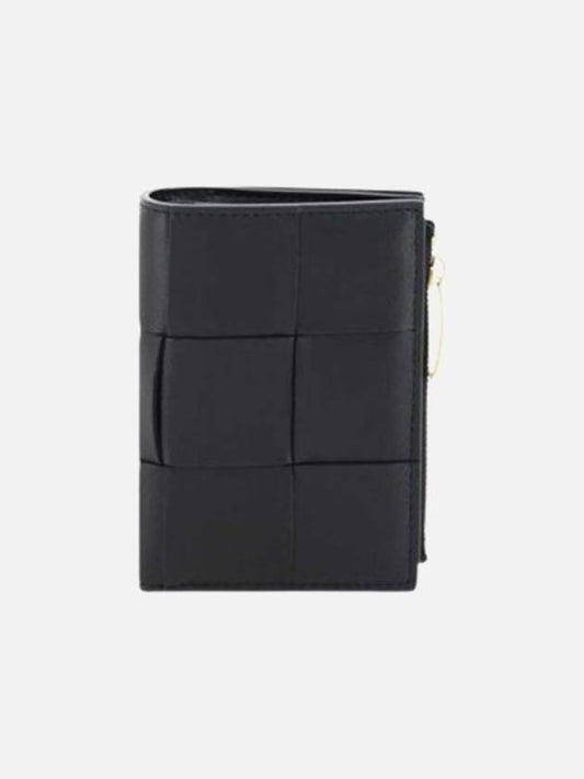 Cassette Zipper Bifold Half Wallet Black - BOTTEGA VENETA - BALAAN 2