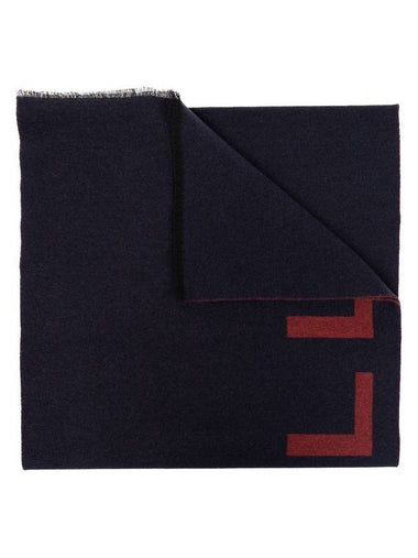 Logo Intarsia Knit Scarf Navy - BALLY - BALAAN 1