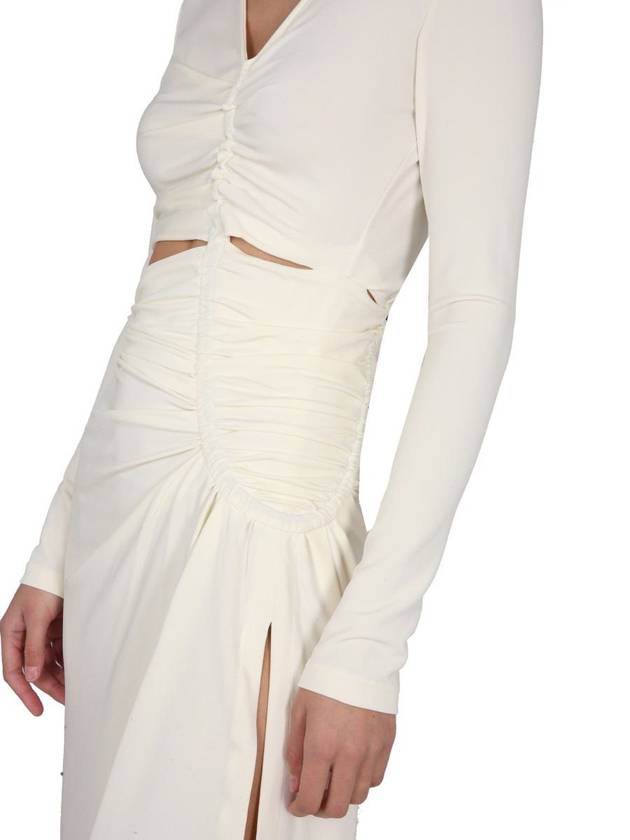 Draped Cut-Out Midi Dress White - OFF WHITE - BALAAN 5