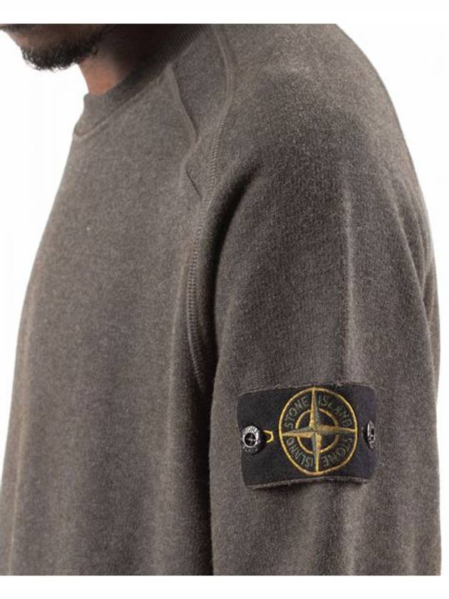 Dust Colour Treatment Crewneck Sweatshirt Dark Khaki - STONE ISLAND - BALAAN 7