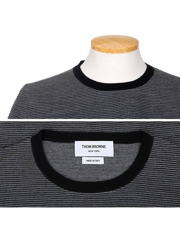 Crew Neck Striped Knit Top Navy - THOM BROWNE - BALAAN 5