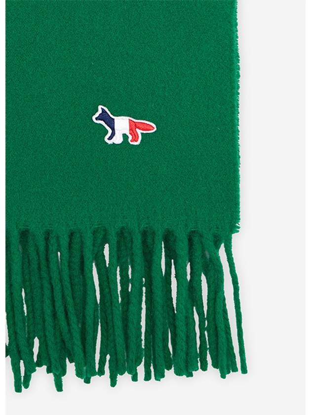 Small Tricolor Fox Wool Muffler Green - MAISON KITSUNE - BALAAN 4