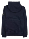 Snap Brushed Cotton Fleece Hoodie Navy - STONE ISLAND - BALAAN 3