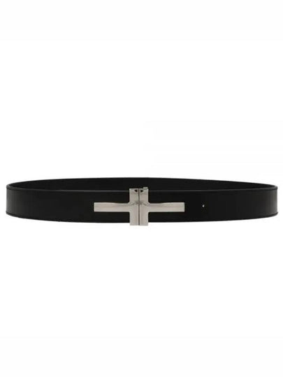 Logo Decorated Leather Belt Black - TOM FORD - BALAAN 2