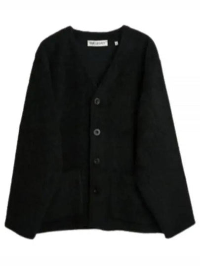 Mohair V-Neck Relaxed Fit Wool Cardigan Black - OUR LEGACY - BALAAN 2