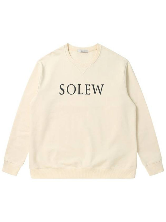 Men's Big Print Loose Fit Sweatshirt Ivory SW23AMTS02IV - SOLEW - BALAAN 2