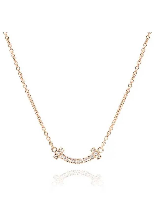 Mini Smile Pendant Diamond Necklace Rose Gold - TIFFANY & CO. - BALAAN 3