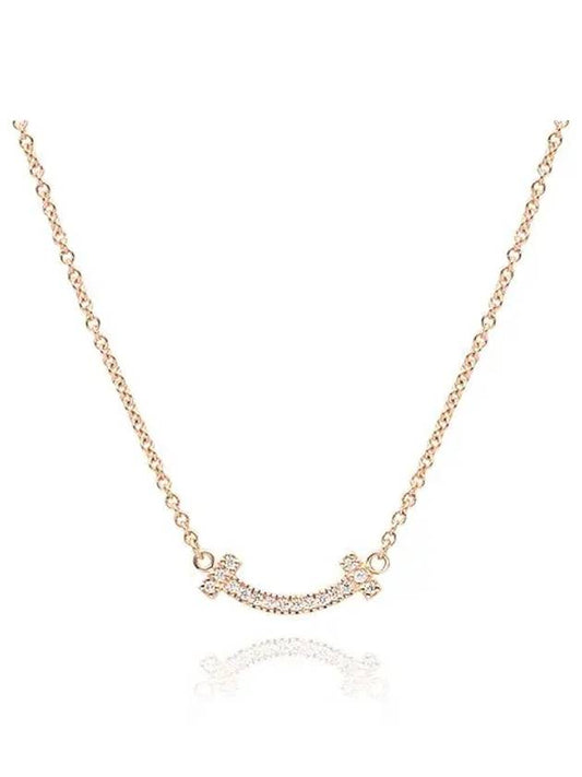 Mini Smile Pendant Diamond Necklace Rose Gold - TIFFANY & CO. - BALAAN 2