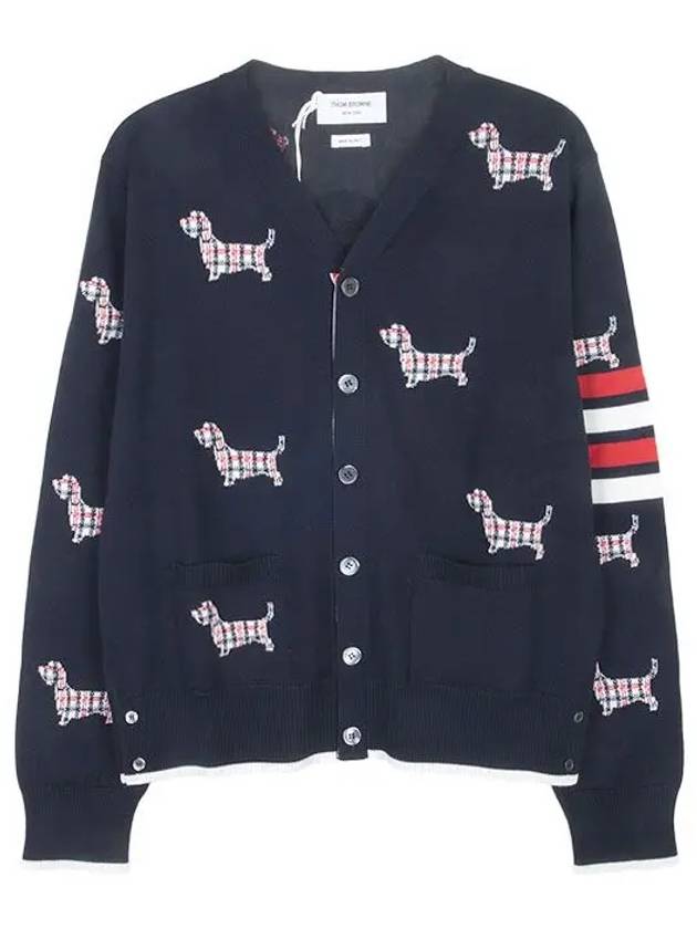 Hector 4 Bar V Neck Wool Cardigan Navy - THOM BROWNE - BALAAN 2