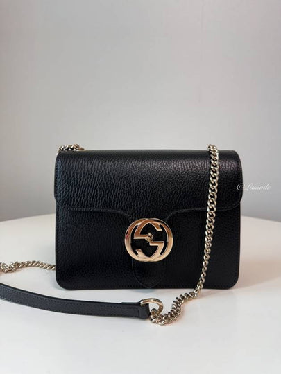 Interlocking GG Chain Small Cross Bag Black - GUCCI - BALAAN 2