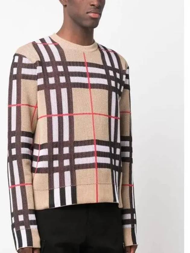 Check Technical Cotton Knit Top Beige - BURBERRY - BALAAN 3