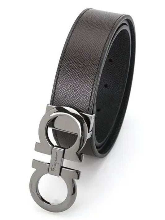 Gancini Reversible Adjustable Leather Belt Black - SALVATORE FERRAGAMO - BALAAN 2