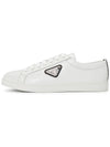 Brushed Leather Low Top Sneakers White Black - PRADA - BALAAN 5