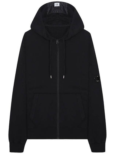 Lens Wappen Light Fleece  Zip-Up Hoodie Black - CP COMPANY - BALAAN 1