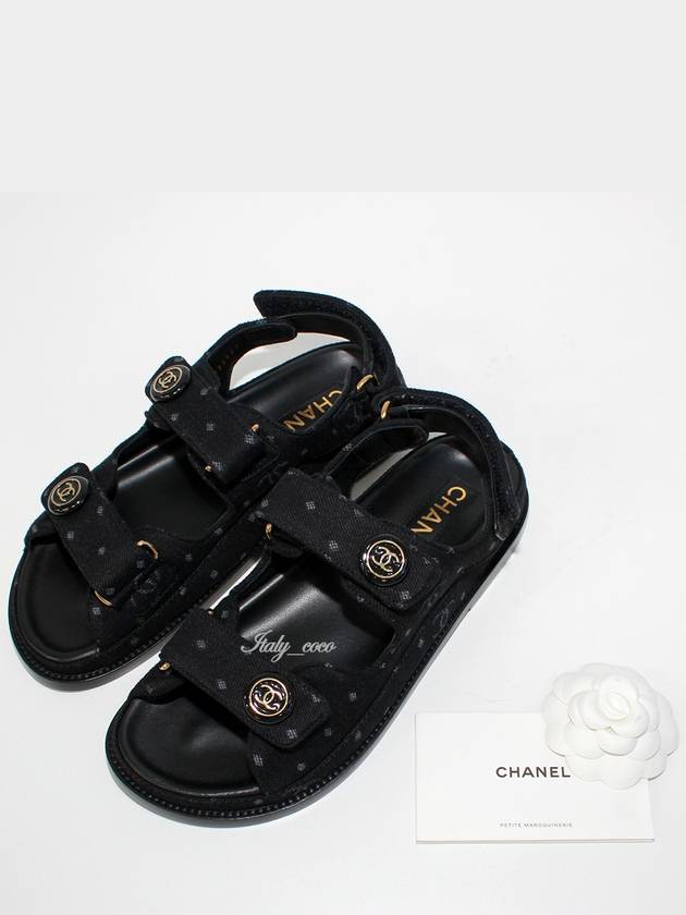 Sandals Printed Denim Black - CHANEL - BALAAN 5