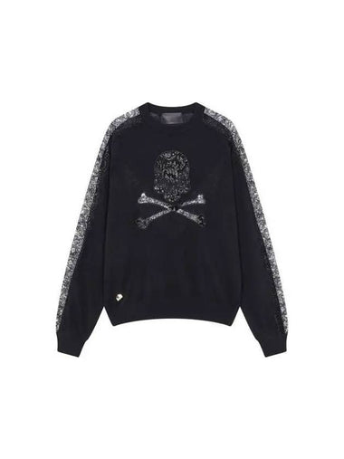 Women s Skull Lace Crew Neck Knit Black - PHILIPP PLEIN - BALAAN 1