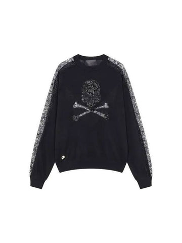 Women s Skull Lace Crew Neck Knit Black - PHILIPP PLEIN - BALAAN 1