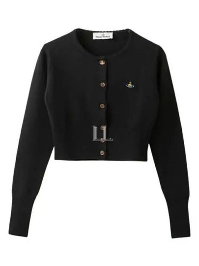 Bea ORB Embroidered Logo Crop Cardigan Black - VIVIENNE WESTWOOD - BALAAN 2