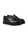 Triangle Logo Brushed Leather Loafers Black - PRADA - BALAAN 2