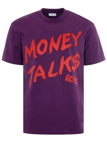 Spray Print Short Sleeve T-Shirt Purple - IH NOM UH NIT - BALAAN 1