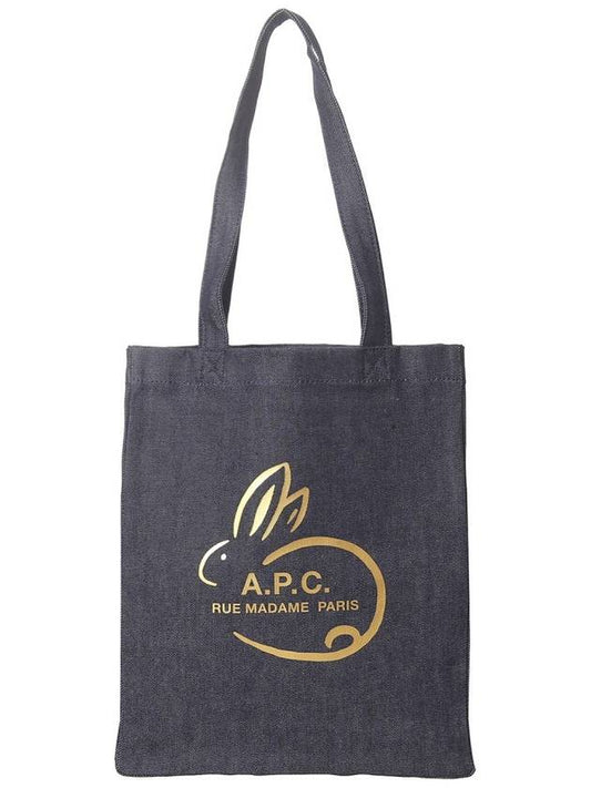 Bunny Logo Denim Tote Bag Dark Navy - A.P.C. - BALAAN 2