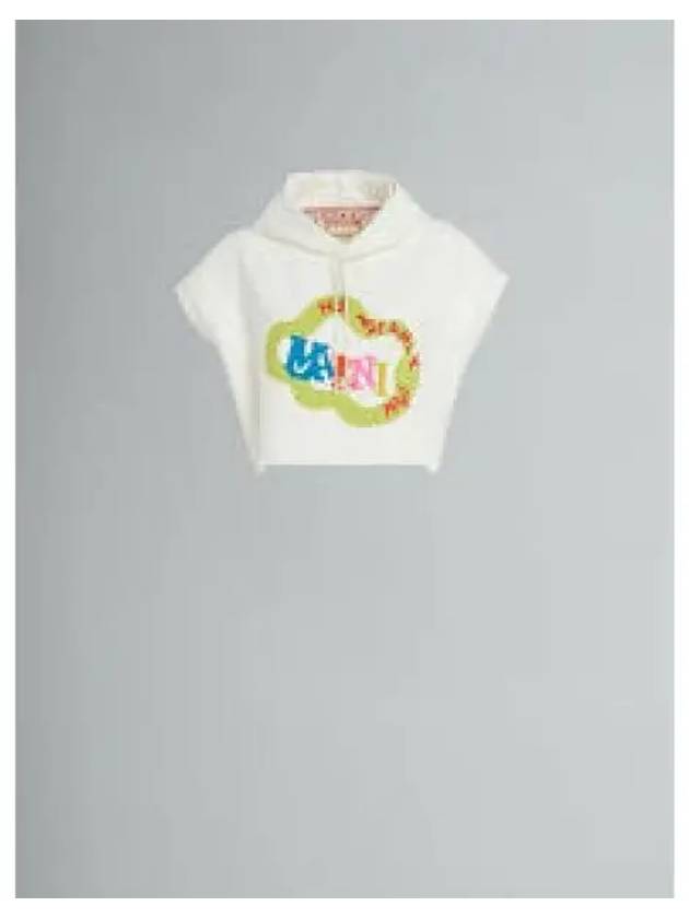 Logo Short Sleeve Hooded Top White - MARNI - BALAAN 1